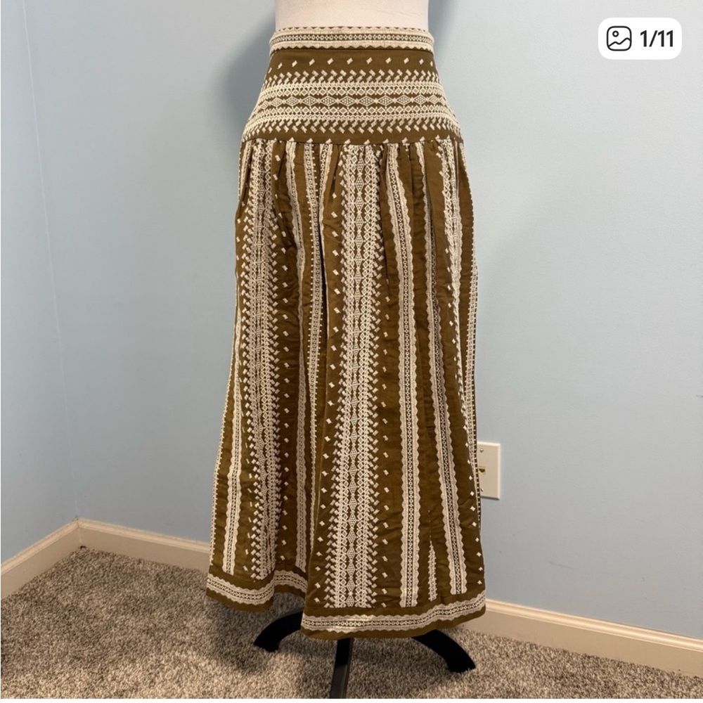 Shona Joy Brown & Cream Crochet Halter Crop Top and Skirt Set - Picture 3 of 9